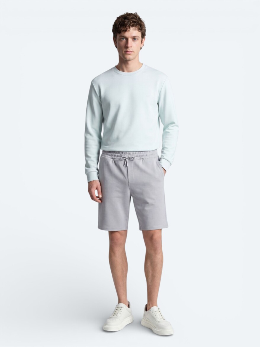 Grey Knitting Regular Fit Casual Bermuda - KİP
