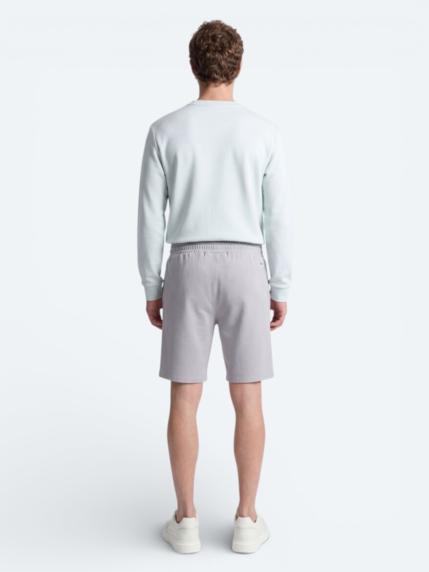 Grey Knitting Regular Fit Casual Bermuda - 5