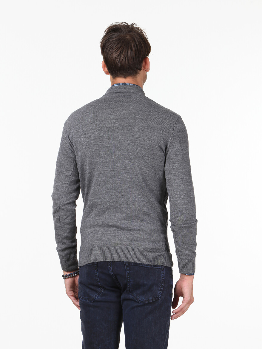 Grey Knitwear Sweatshirt - 3