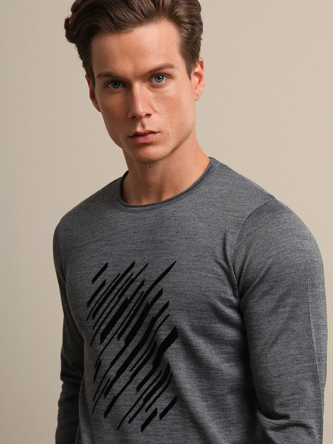 Grey Knitwear Sweatshirt - 1