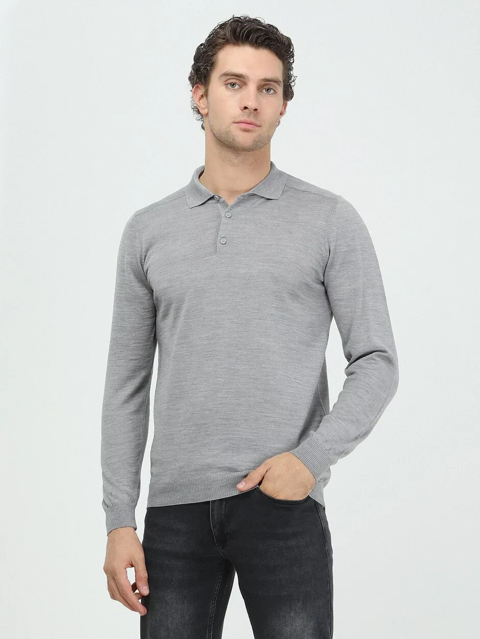 Grey Knitwear Sweatshirt - 1