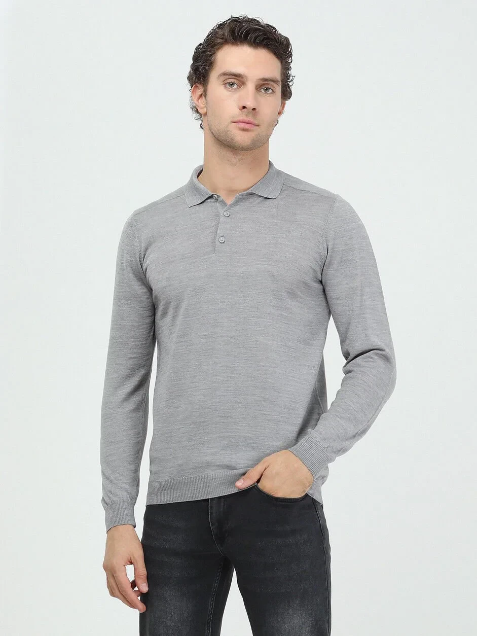 Grey Knitwear Sweatshirt - 1
