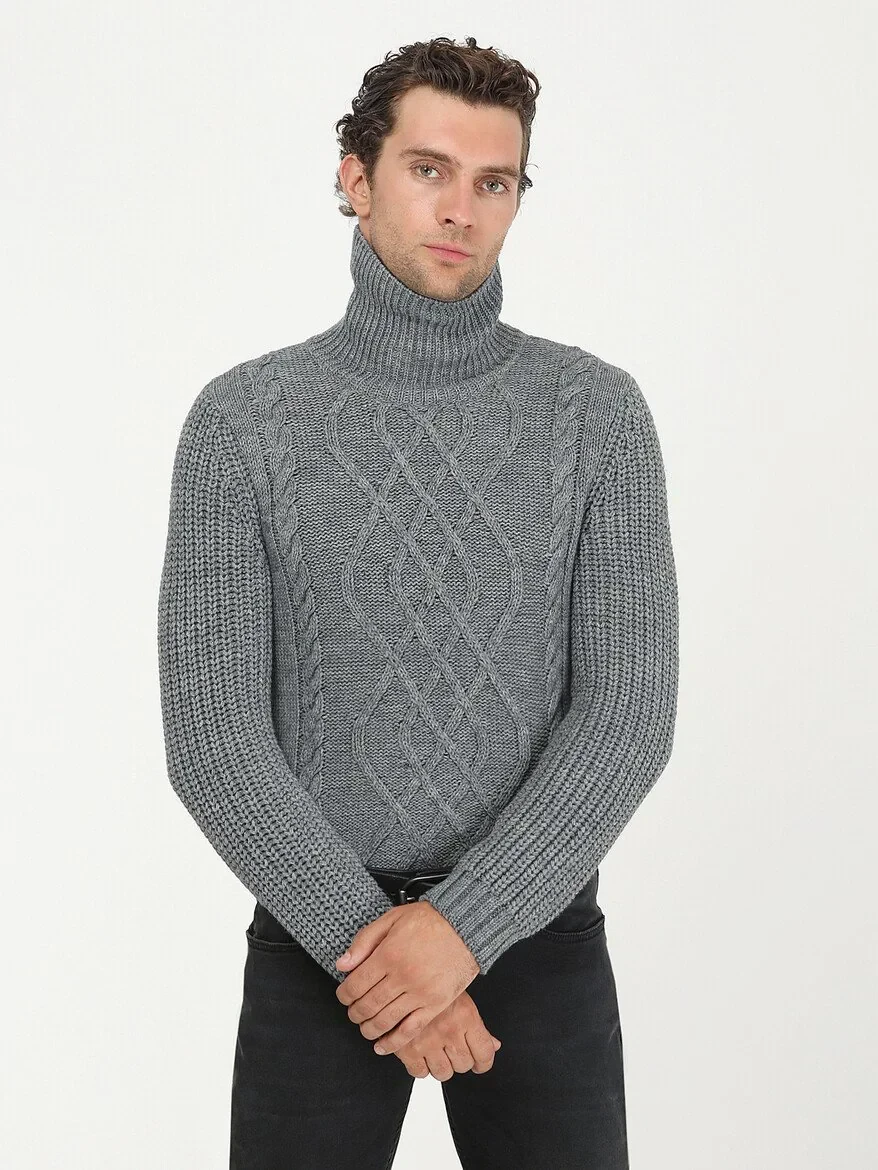 Grey Knitwear Sweatshirt - 1