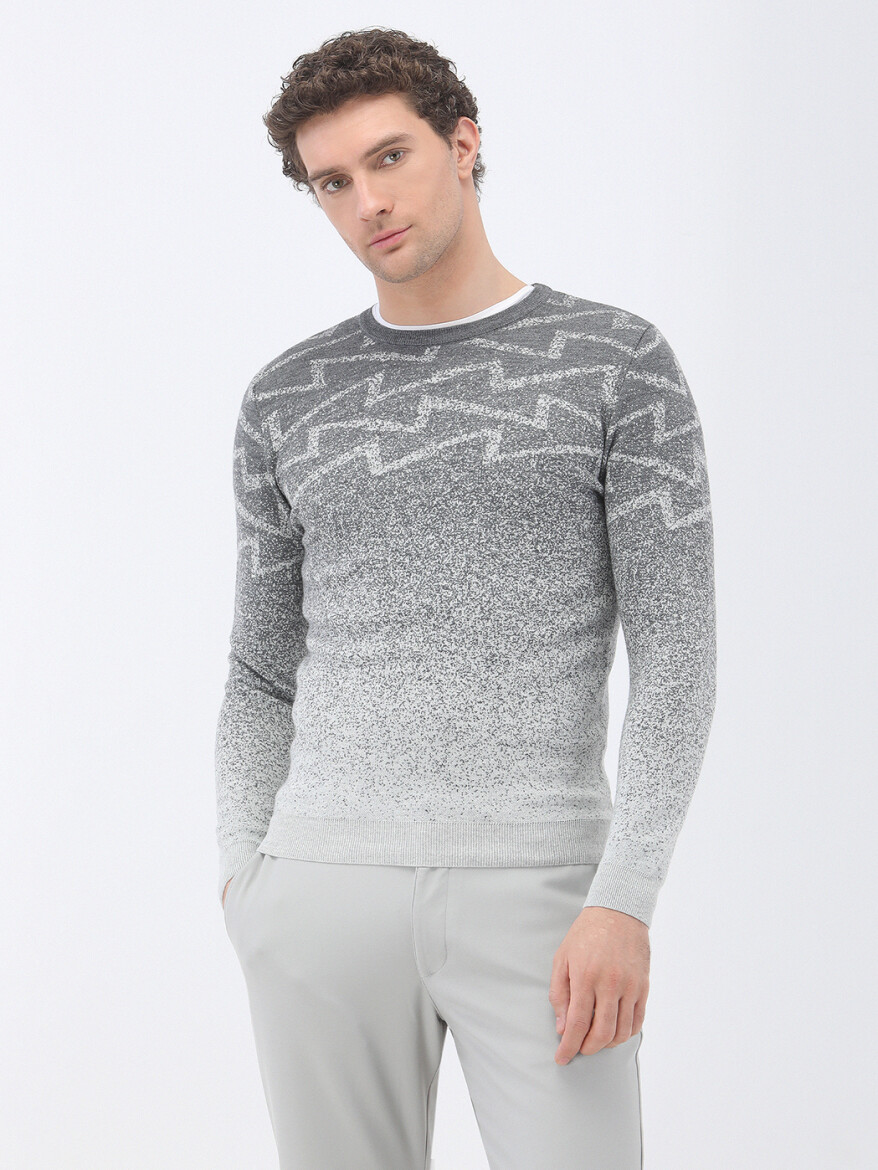 Grey Knitwear Sweatshirt - 1