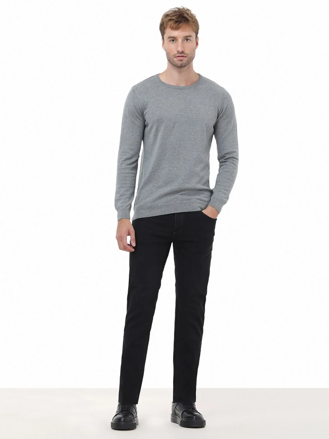 Grey Knitwear Sweatshirt - 2