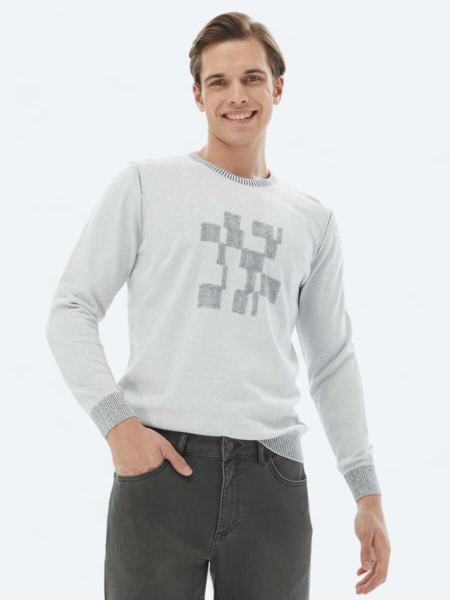 Grey Knitwear Sweatshirt - 1