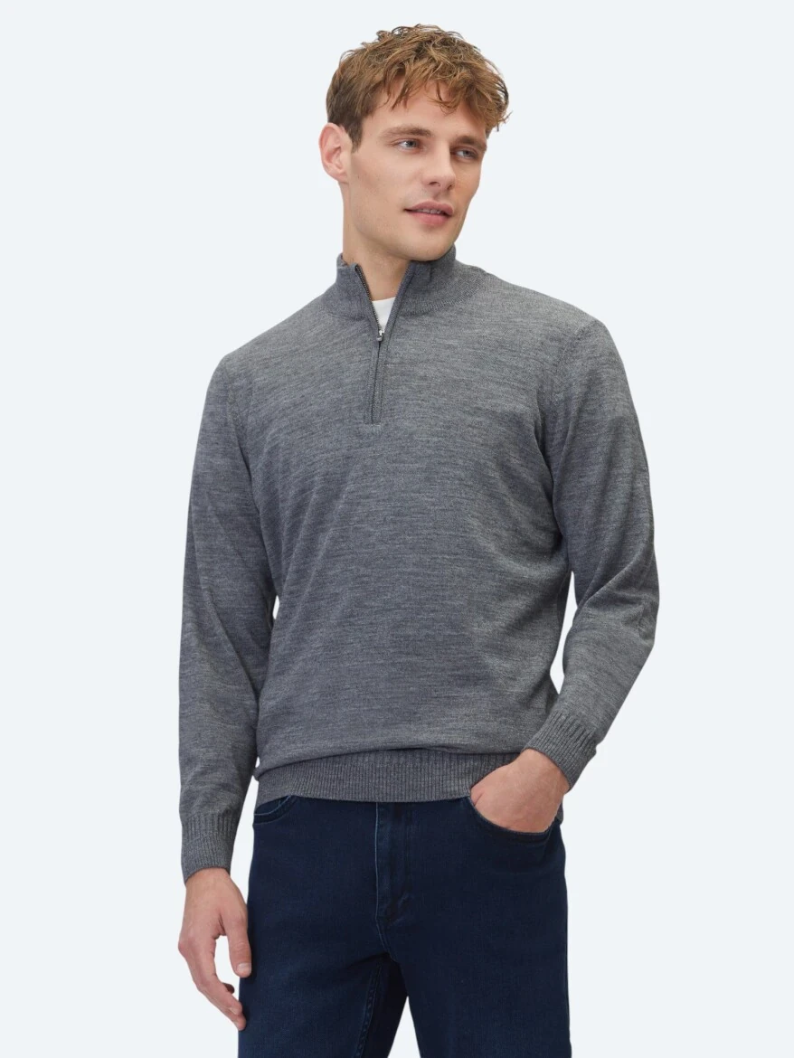 Grey Knitwear Sweatshirt - 2