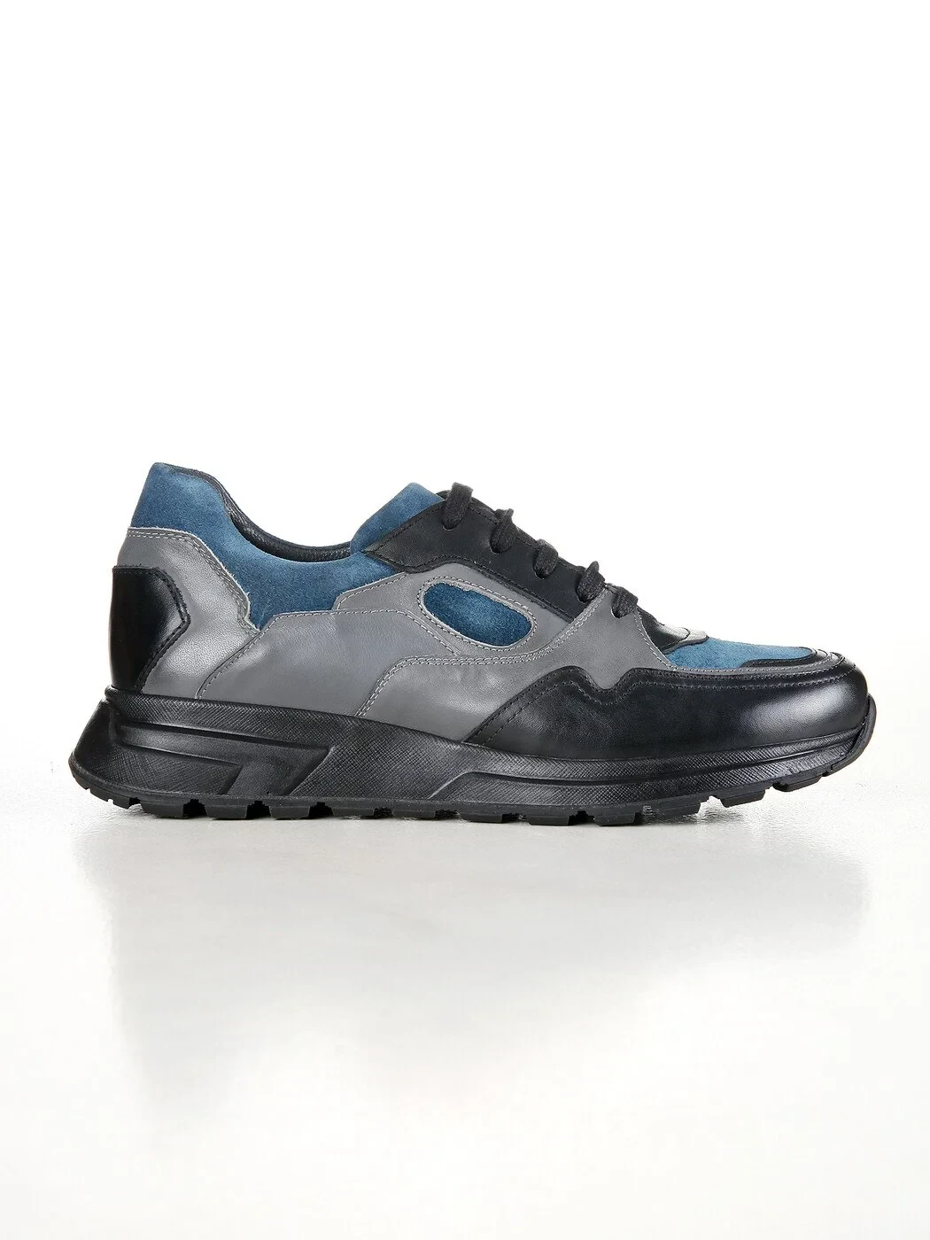 Grey Leather Casual Sneaker - 1