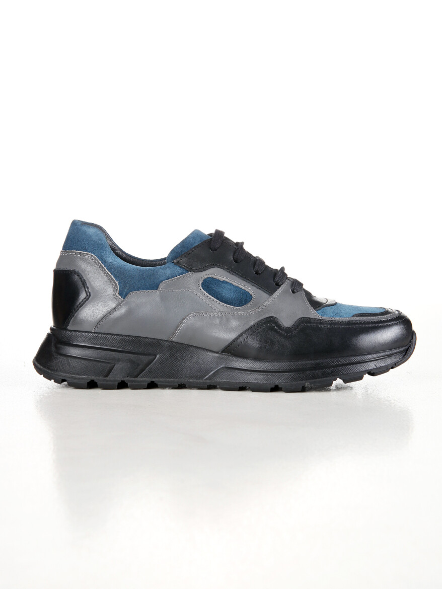 Grey Leather Sneaker - 1