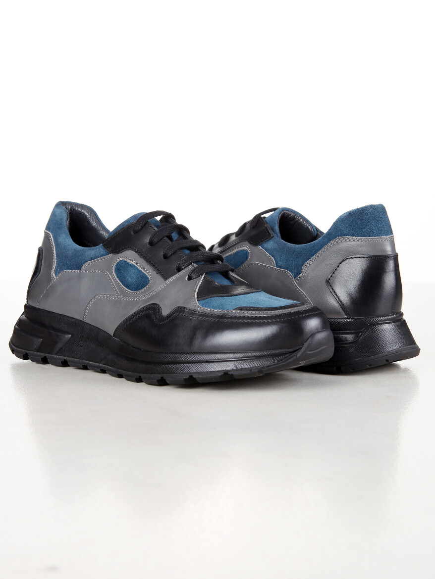 Grey Leather Sneaker - 3