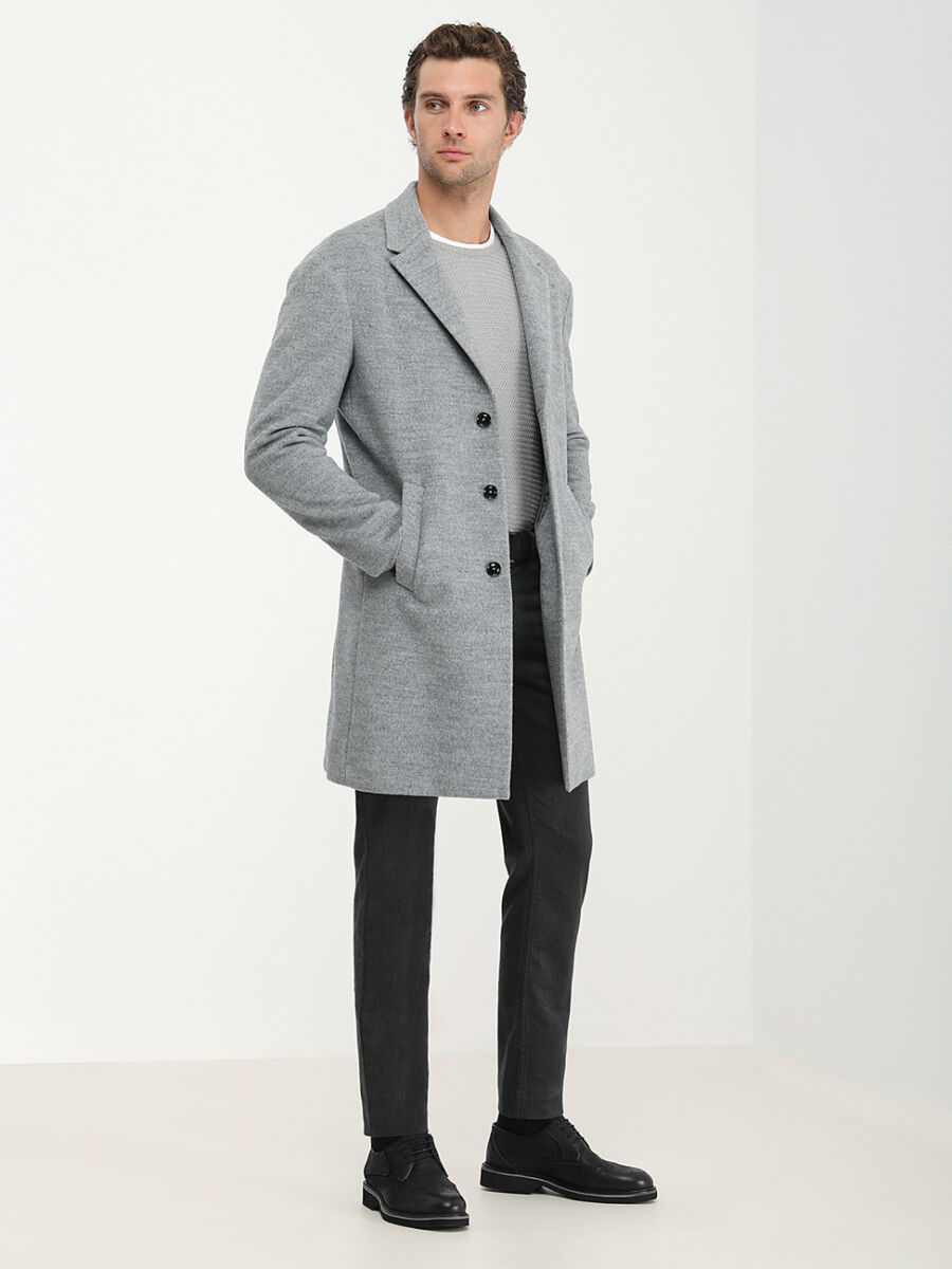 Grey Loose Fit Butterfly Collar Classical Knitting Overcoat - 5