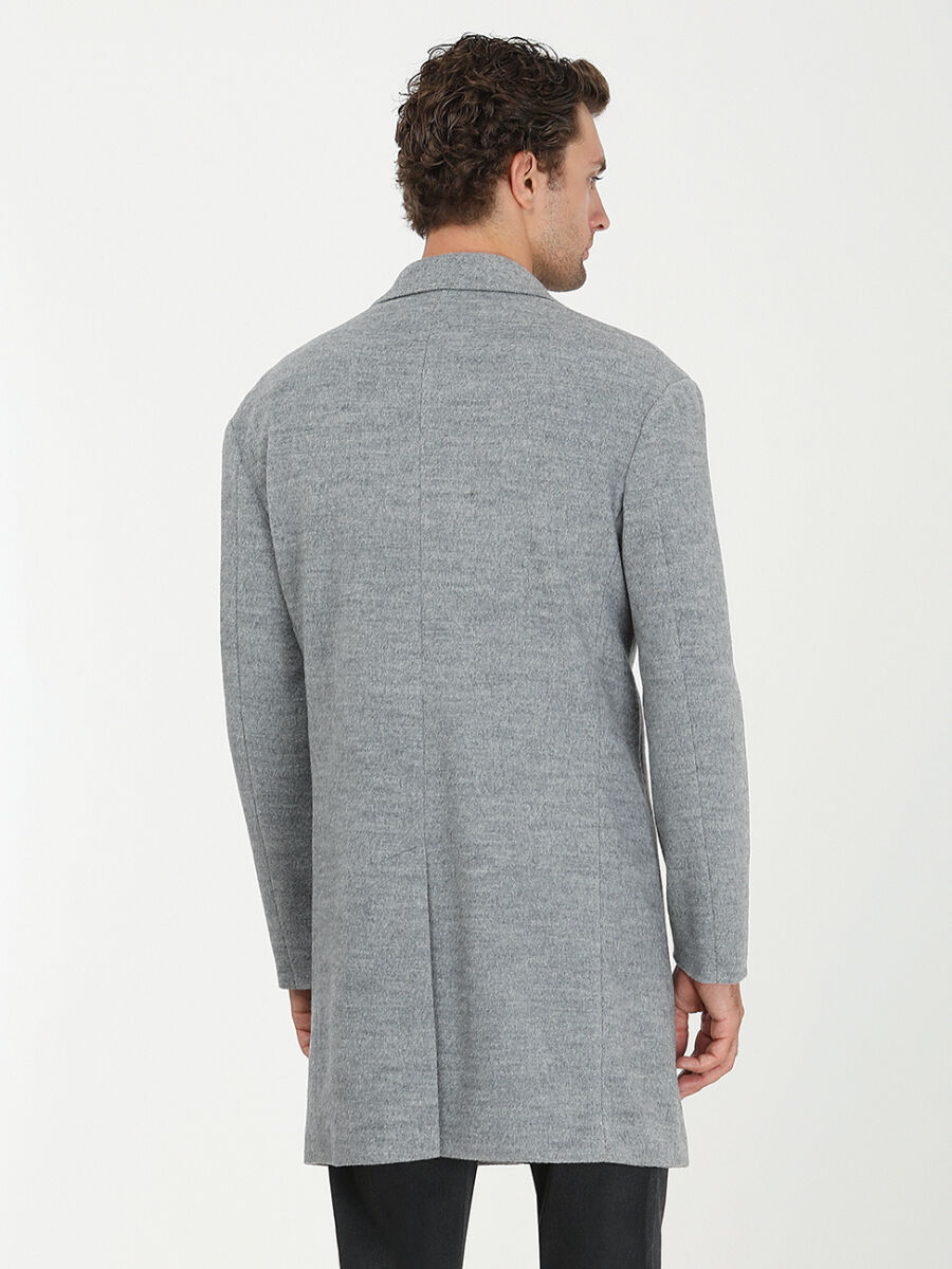 Grey Loose Fit Butterfly Collar Classical Knitting Overcoat - 6