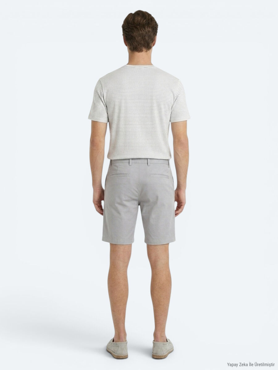 Grey Material Jogging Fit Casual Bermuda - 5