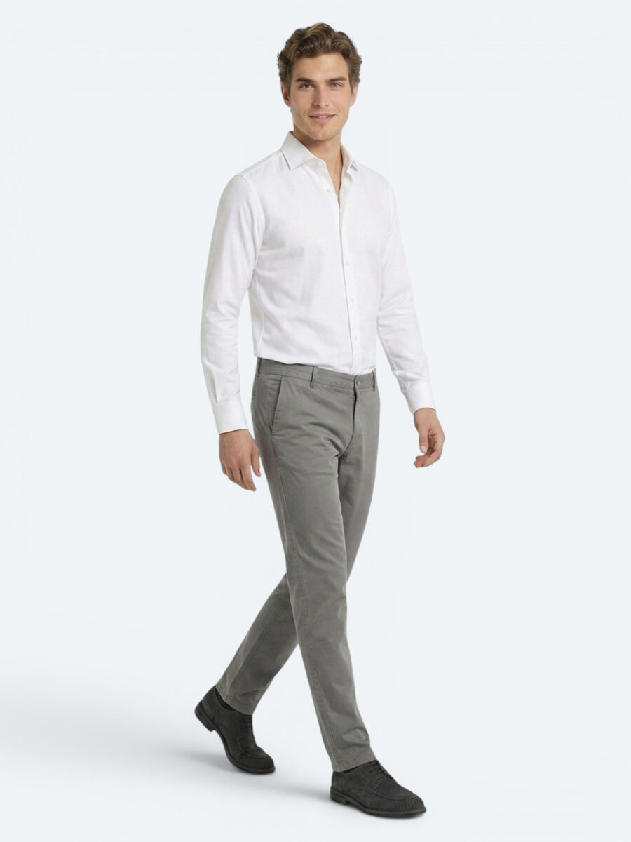 Grey Material Jogging Fit Casual Trousers - 2