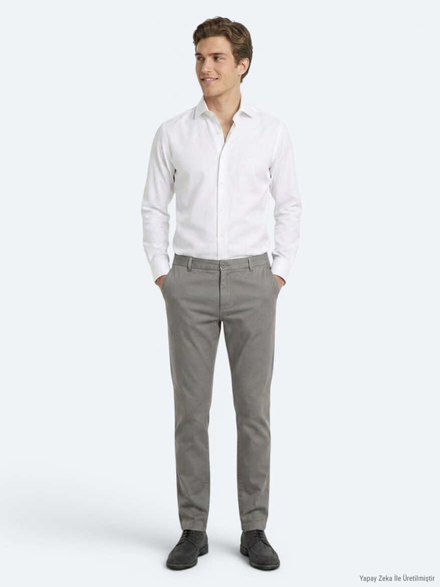 Grey Material Jogging Fit Casual Trousers 