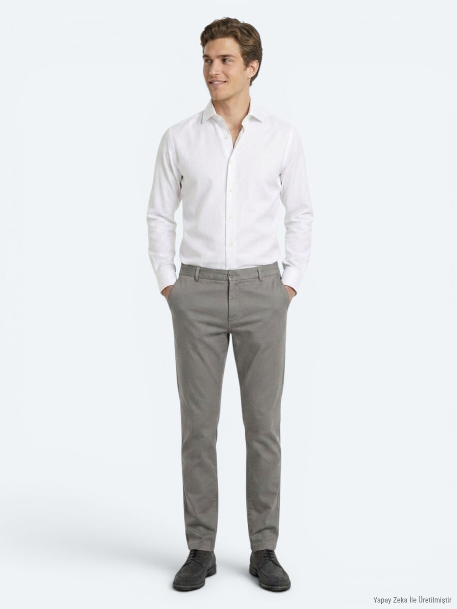 Grey Material Jogging Fit Casual Trousers - 1