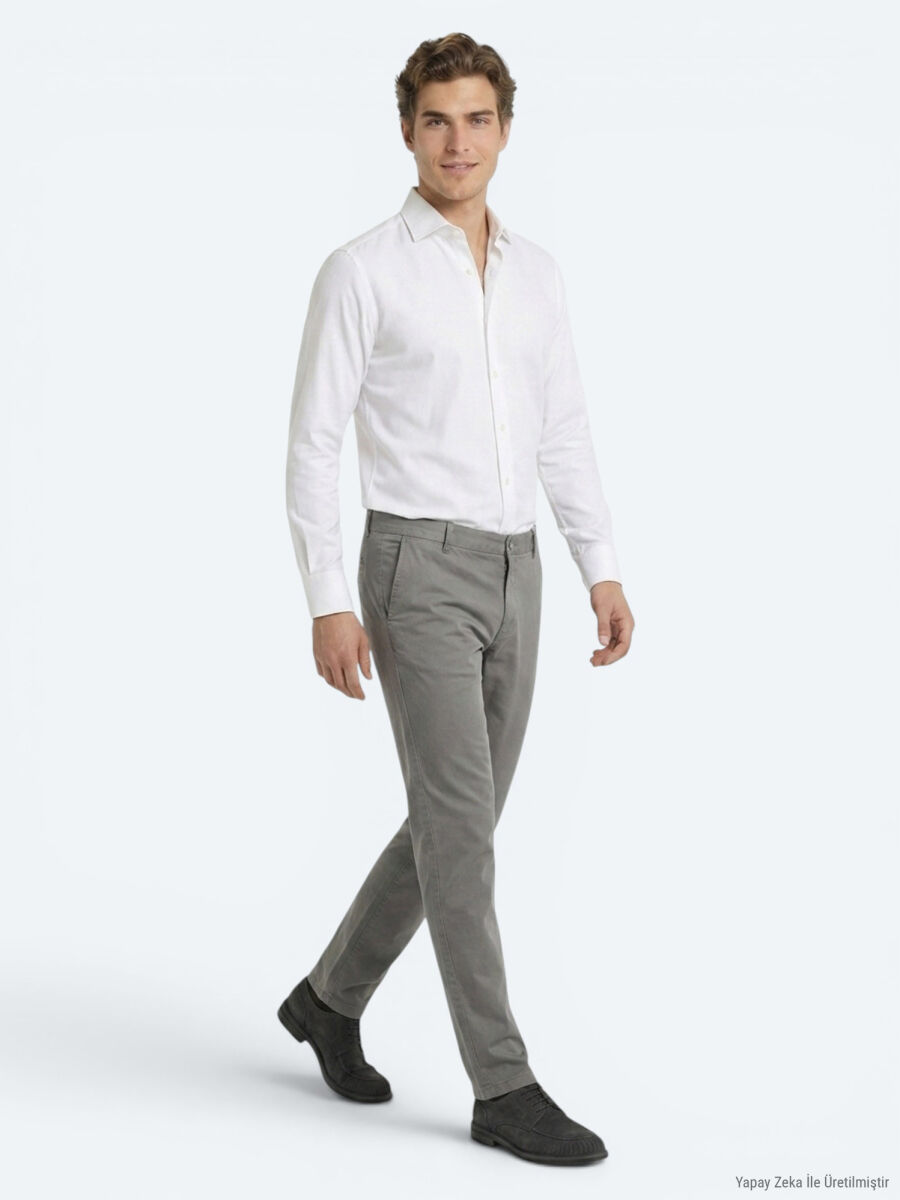 Grey Material Jogging Fit Casual Trousers - 2