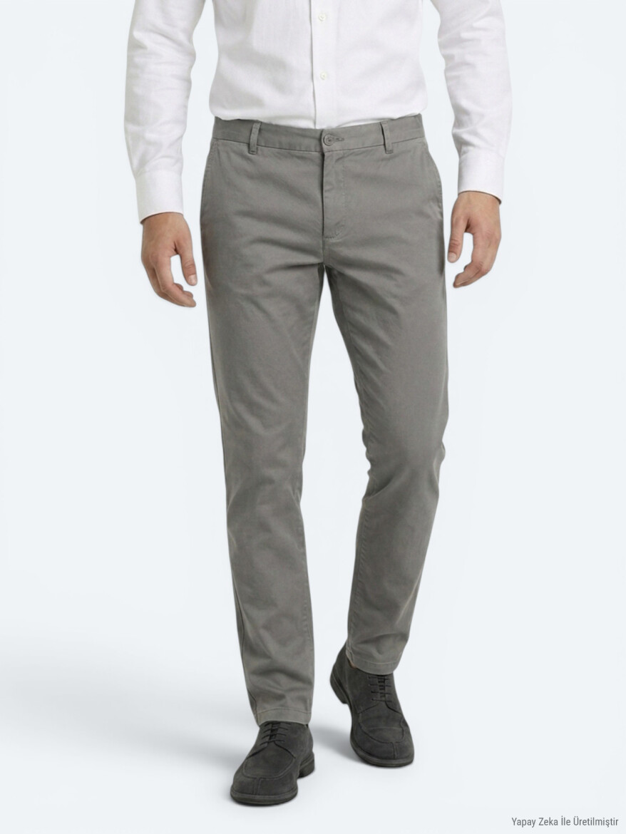 Grey Material Jogging Fit Casual Trousers - 3