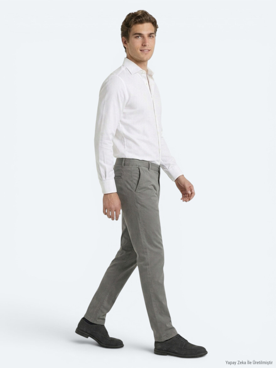 Grey Material Jogging Fit Casual Trousers - 4