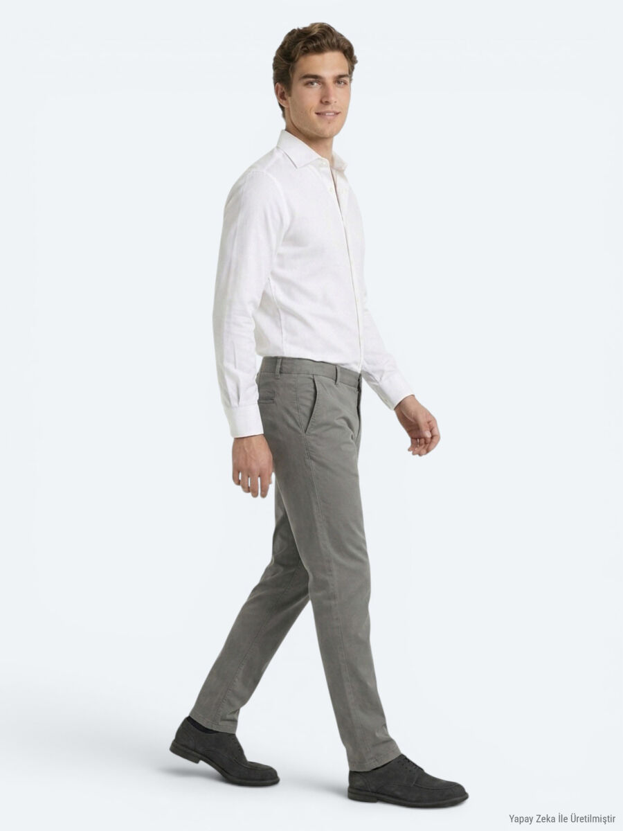 Grey Material Jogging Fit Casual Trousers - 4