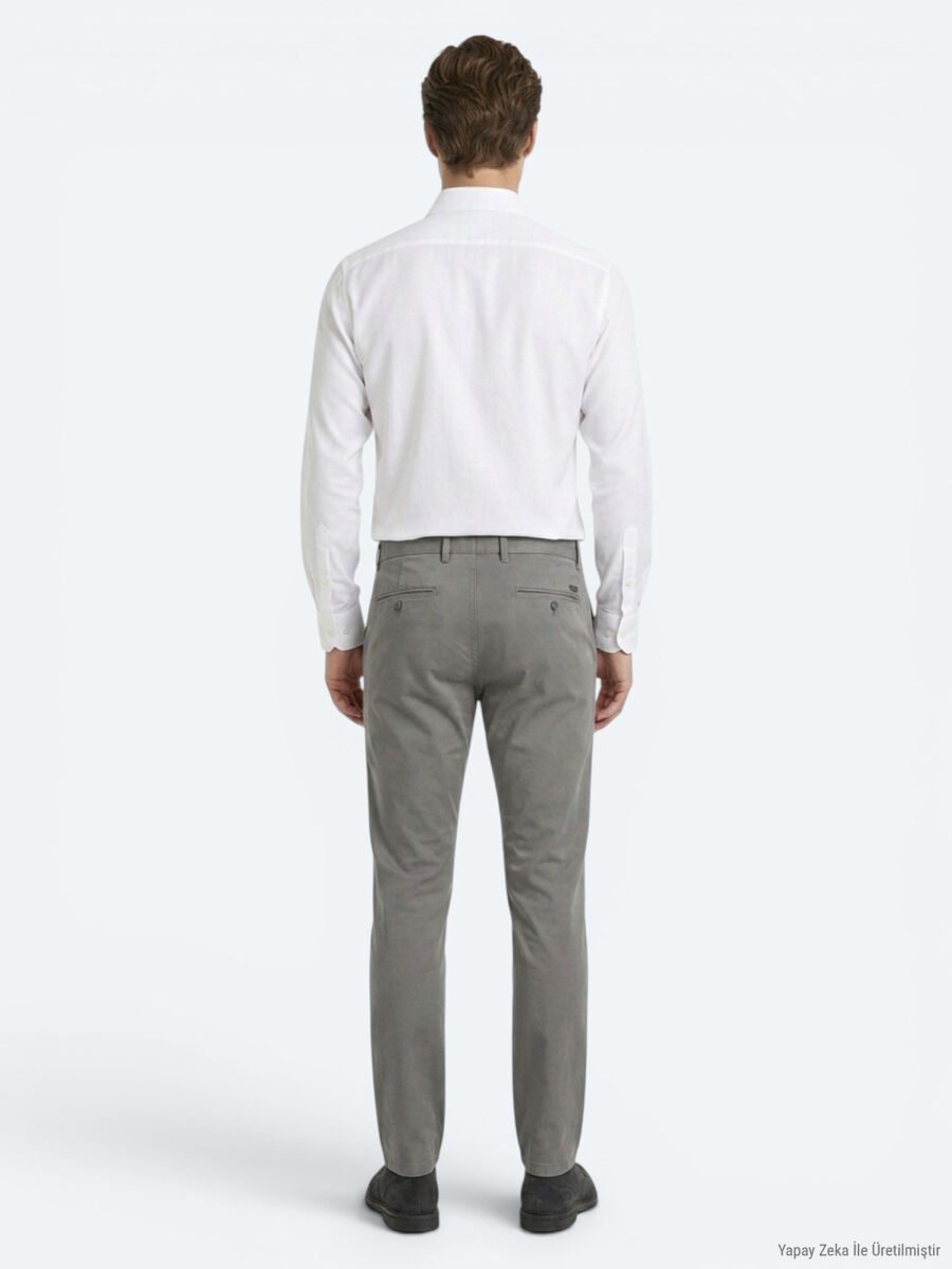 Grey Material Jogging Fit Casual Trousers - 5