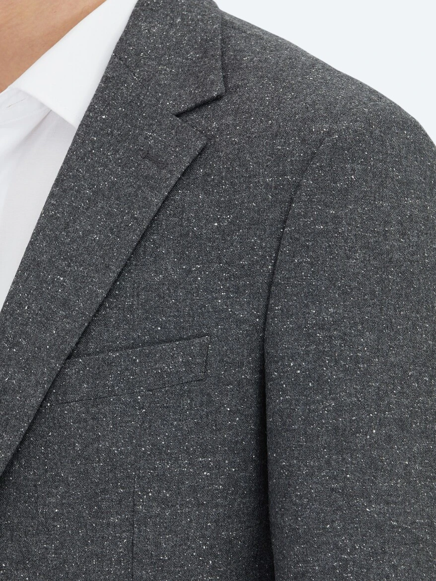 Grey Micro Modern Fit 100% Wool Jacket - 3