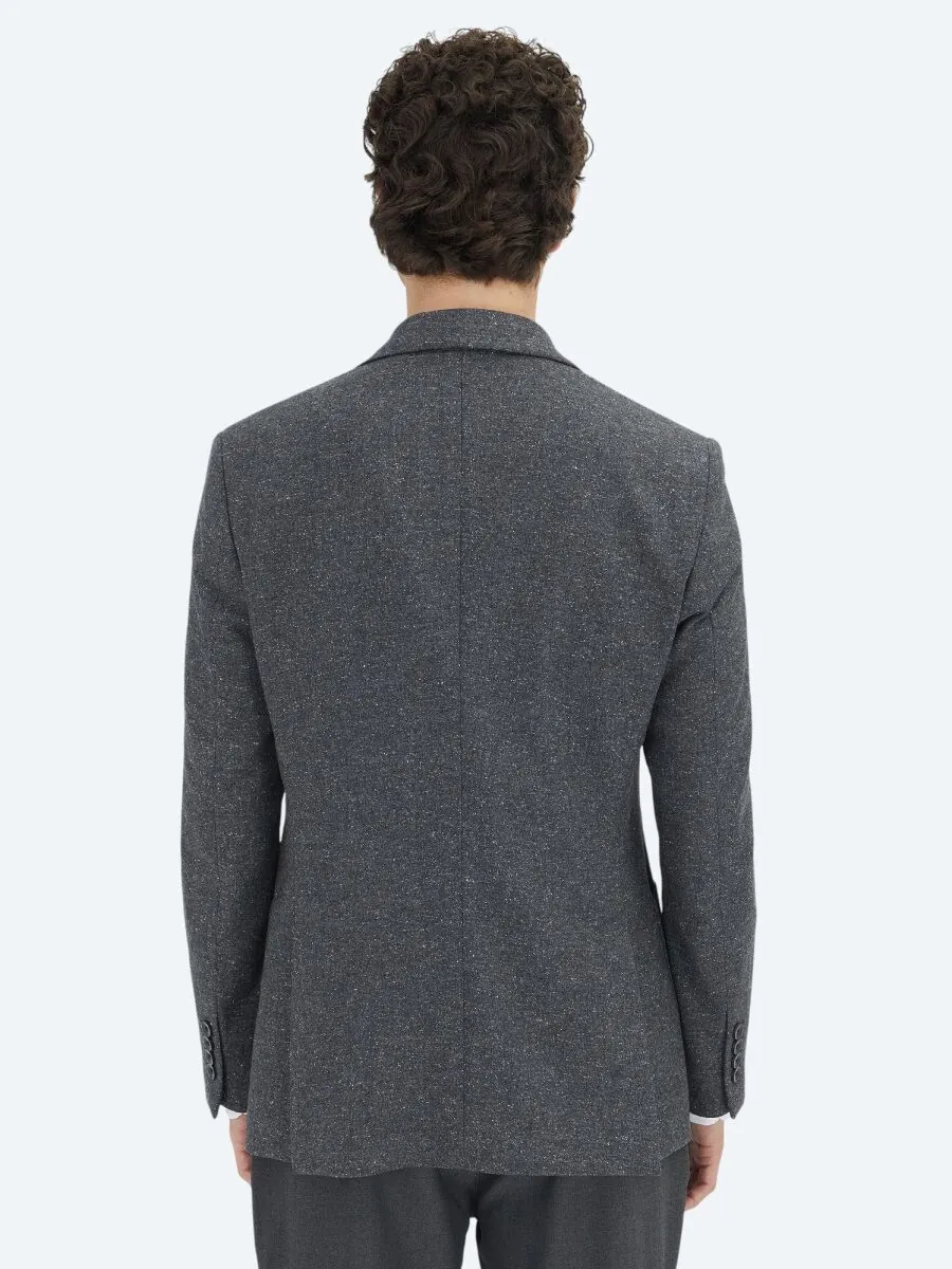 Grey Micro Modern Fit 100% Wool Jacket - 5