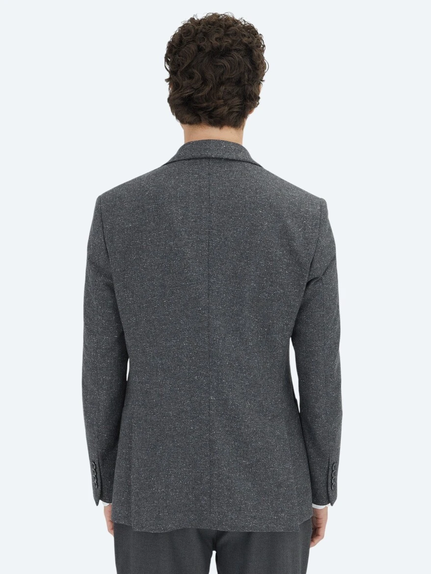 Grey Micro Modern Fit 100% Wool Jacket - 5