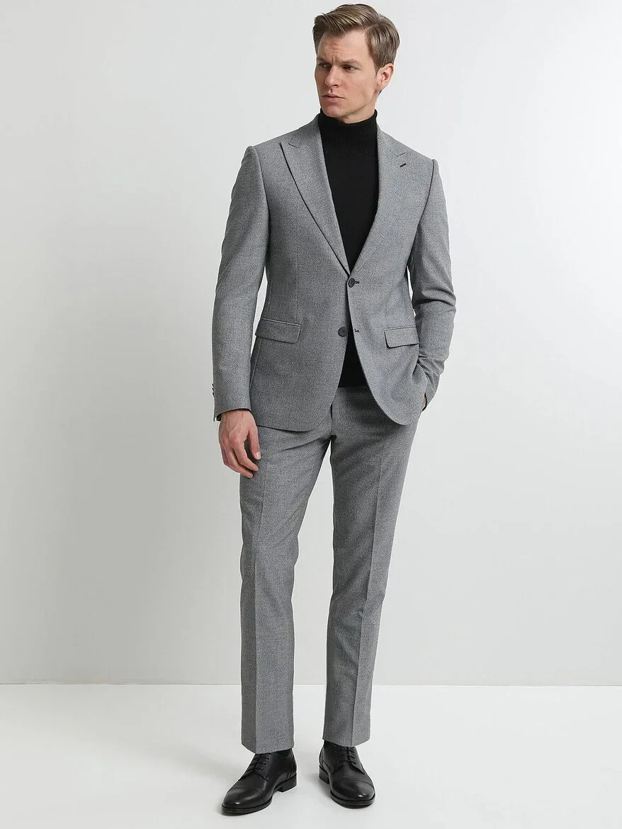 Grey Micro Modern Fit Suit - 1