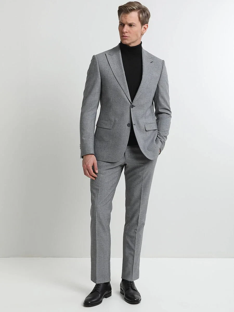 Grey Micro Modern Fit Suit - 1