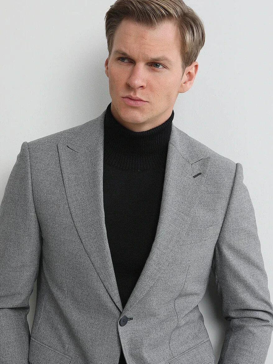 Grey Micro Modern Fit Suit - 2
