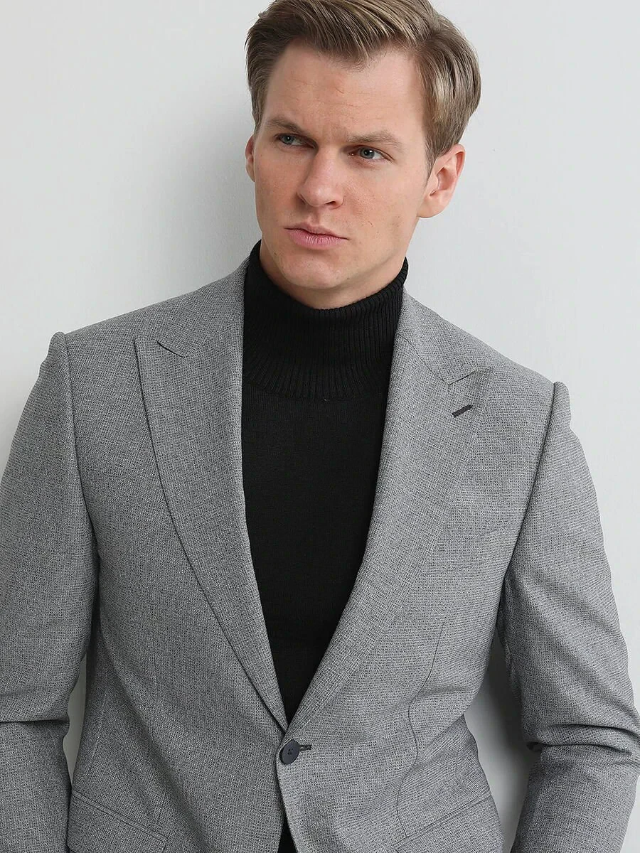 Grey Micro Modern Fit Suit - 2