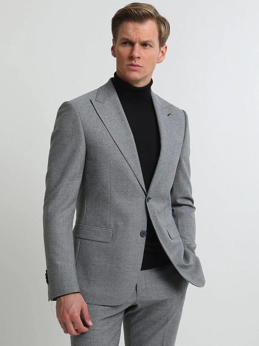 Grey Micro Modern Fit Suit - 3