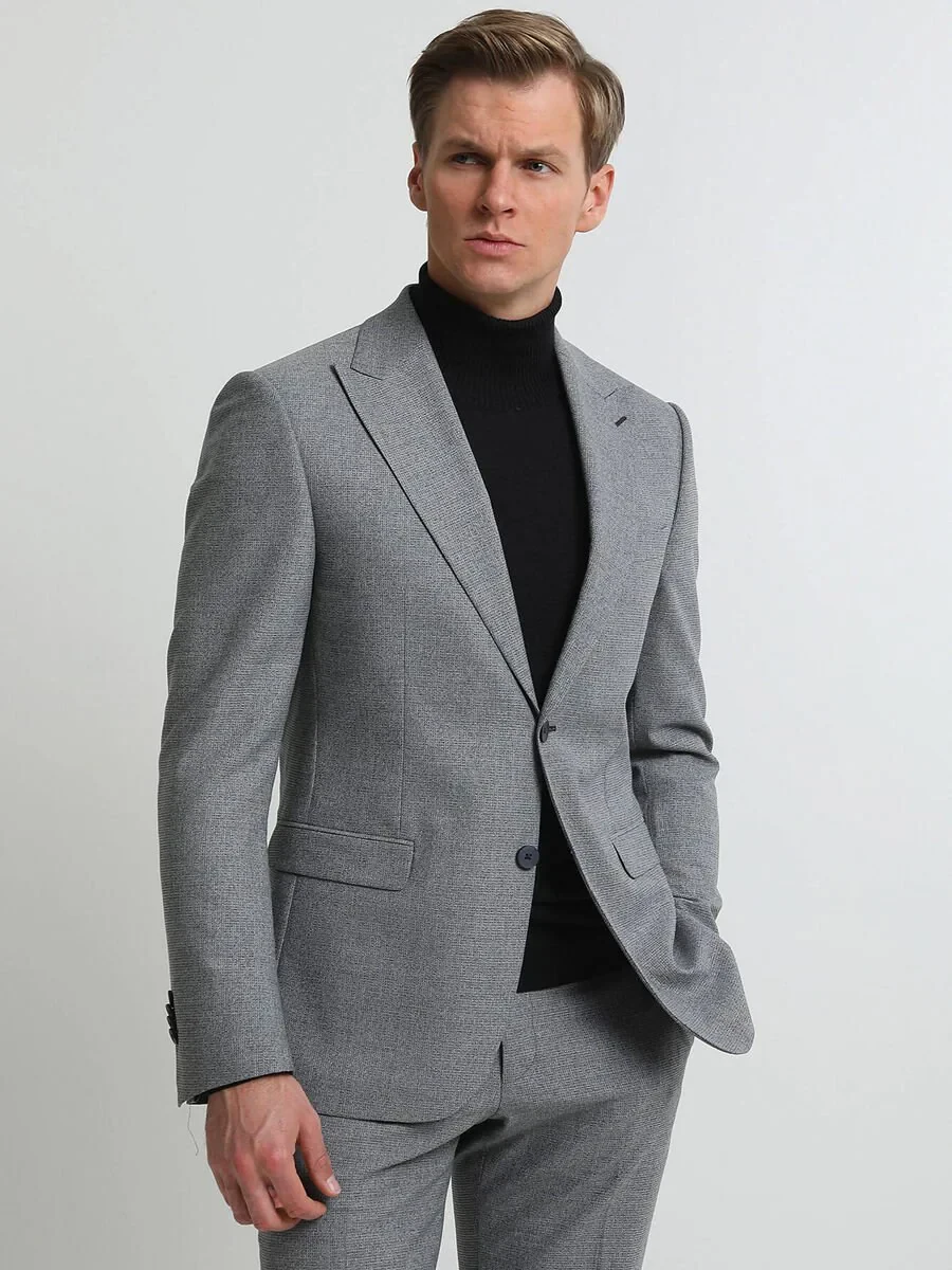 Grey Micro Modern Fit Suit - 3