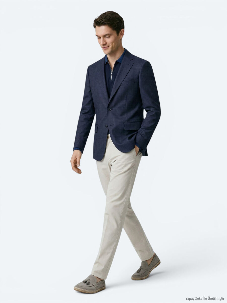 Grey Micro Modern Fit Wool Blended Jacket - 2