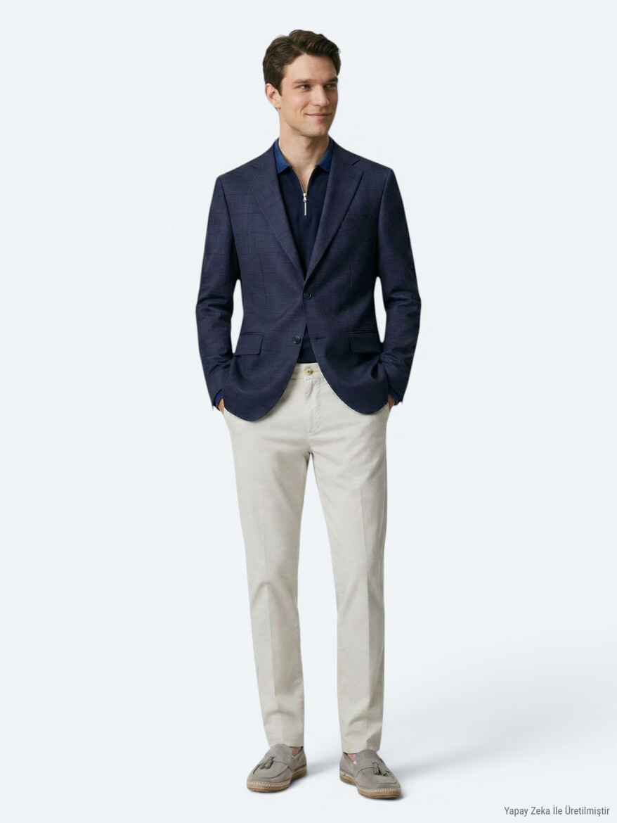 Grey Micro Modern Fit Wool Blended Jacket - 3