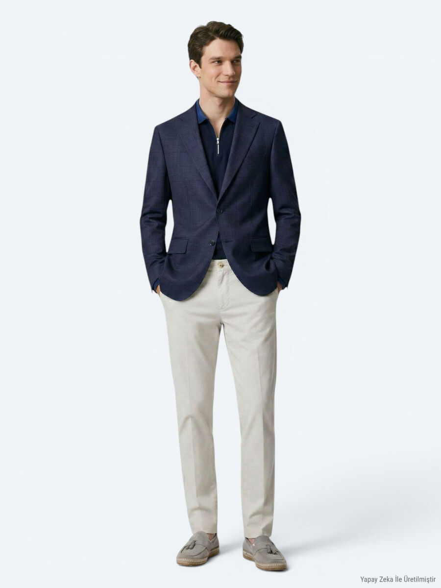 Grey Micro Modern Fit Wool Blended Jacket - 3