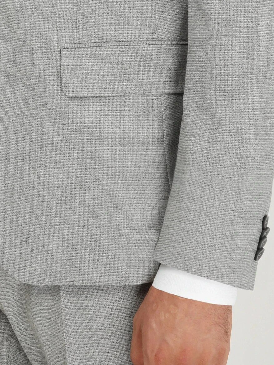 Grey Micro Modern Fit Wool Blended Suit - 5