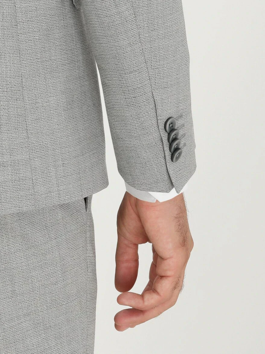 Grey Micro Modern Fit Wool Blended Suit - 6