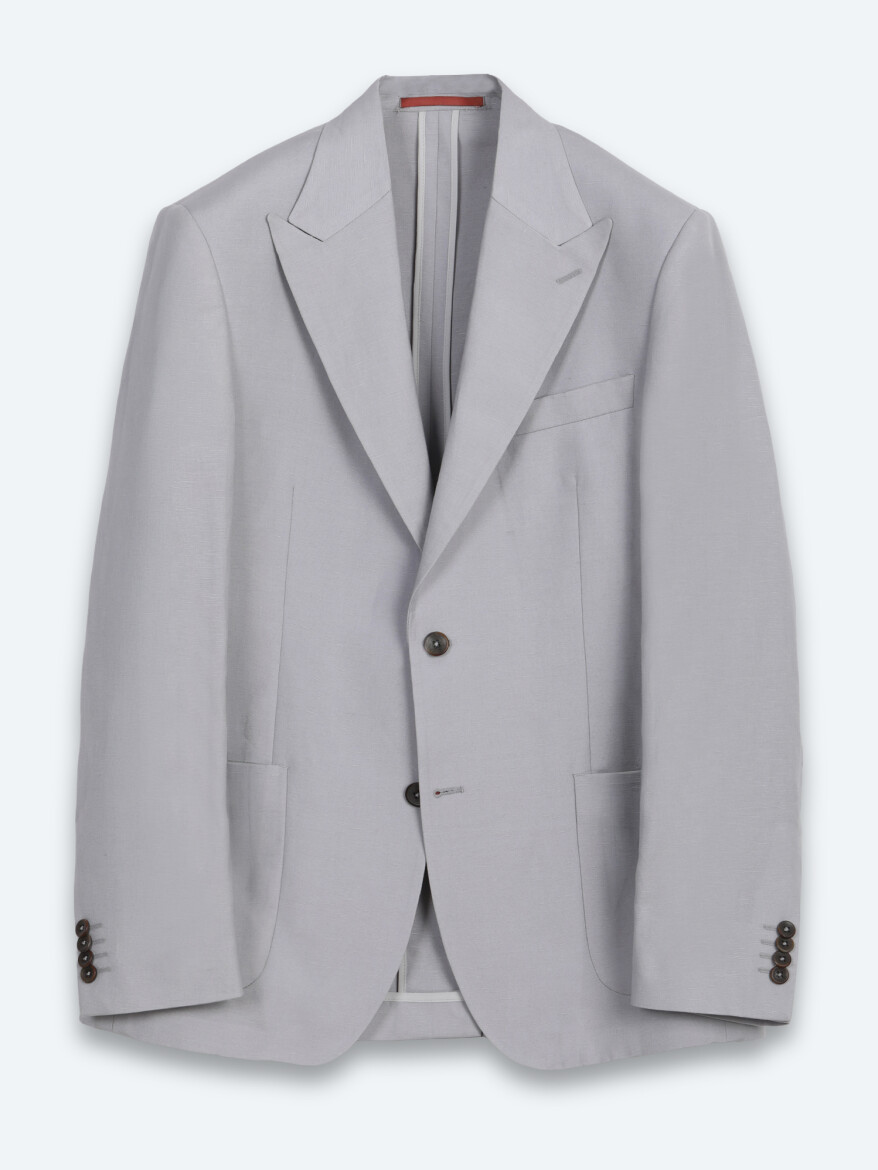 Grey Modern Fit Linen Blended Suit - 5
