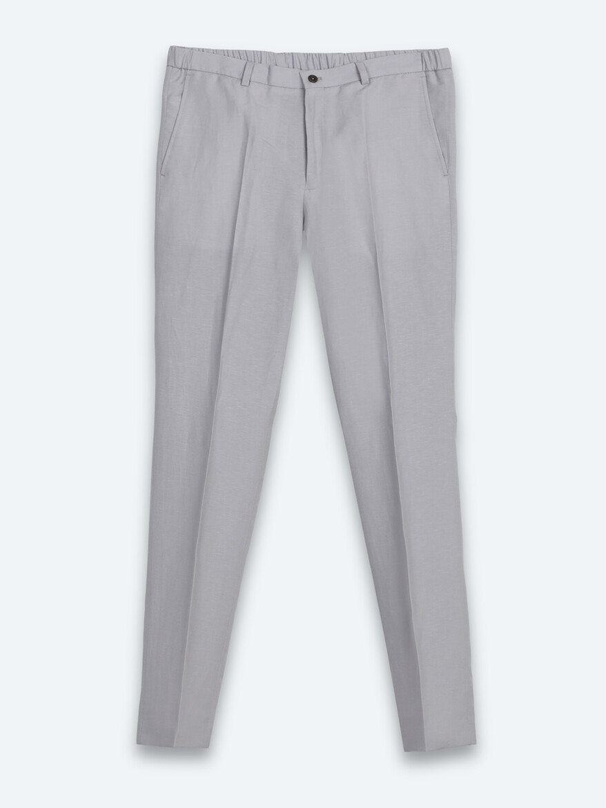 Grey Modern Fit Linen Blended Suit - 6