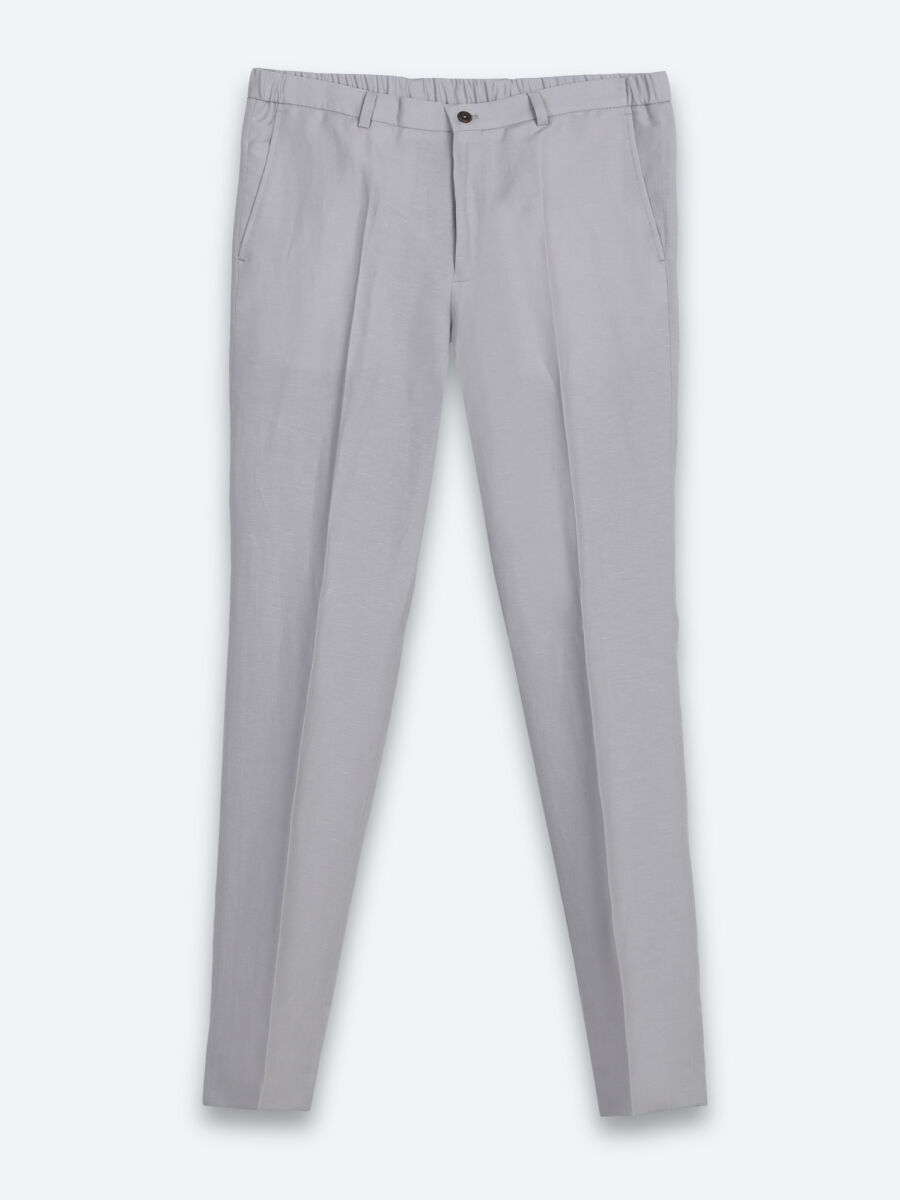 Grey Modern Fit Linen Blended Suit - 6