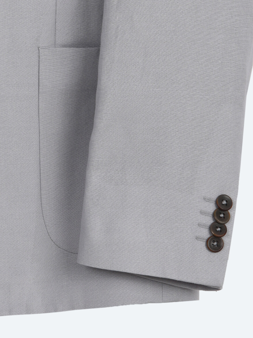Grey Modern Fit Linen Blended Suit - 8
