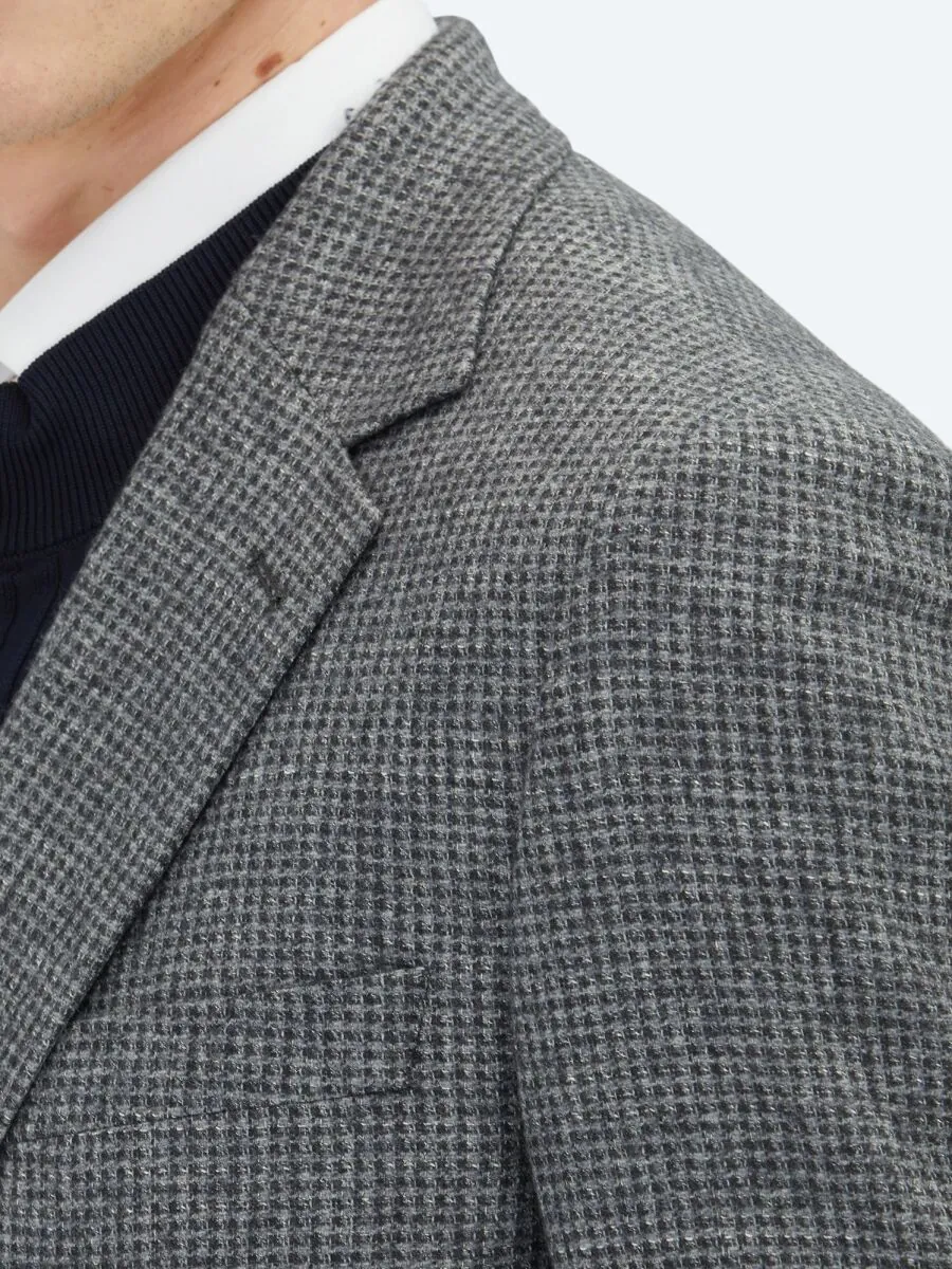 Grey Modern Fit Wool Blended Jacket - 4