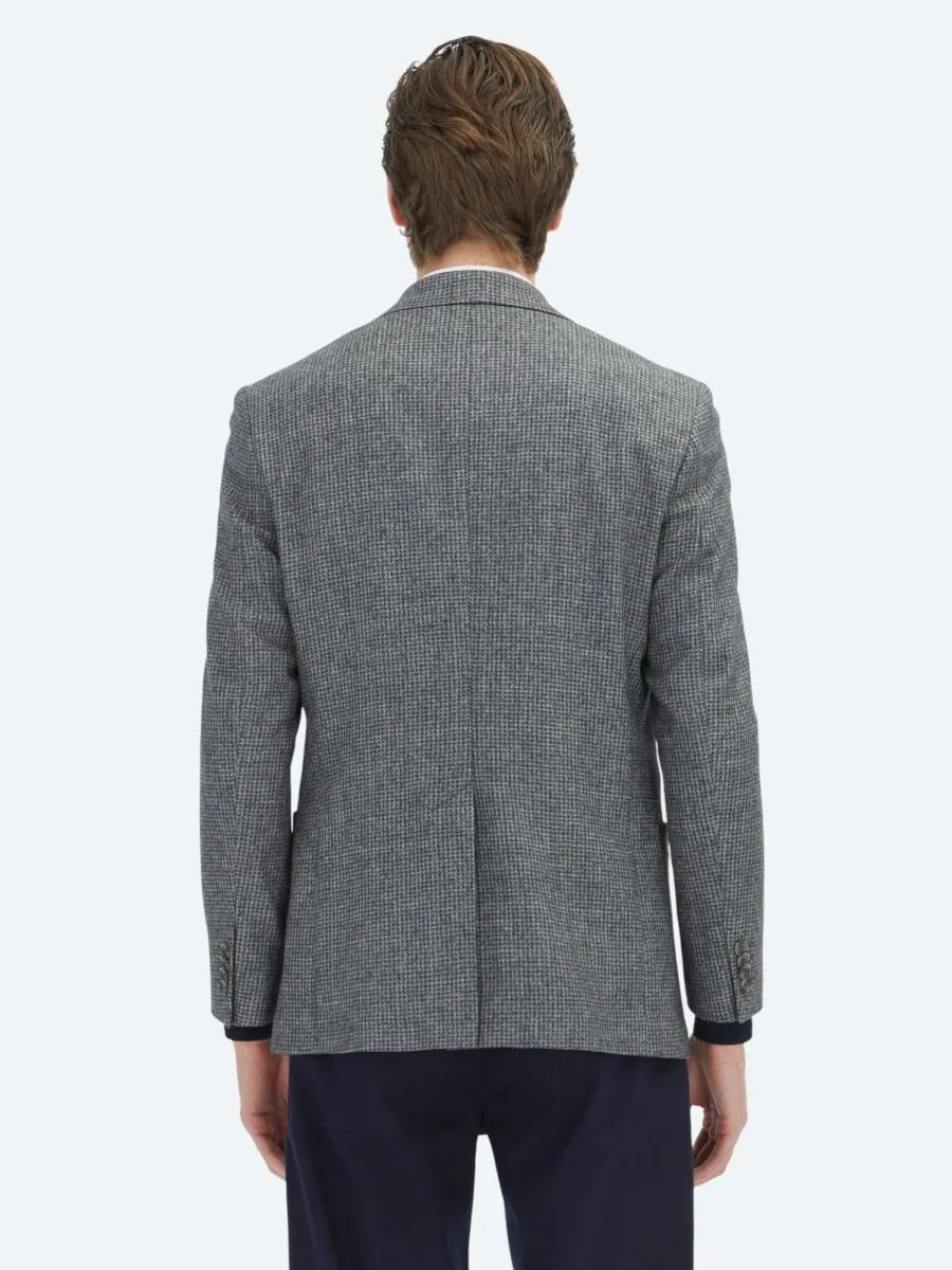 Grey Modern Fit Wool Blended Jacket - 6