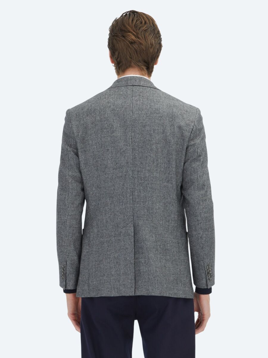 Grey Modern Fit Wool Blended Jacket - 6