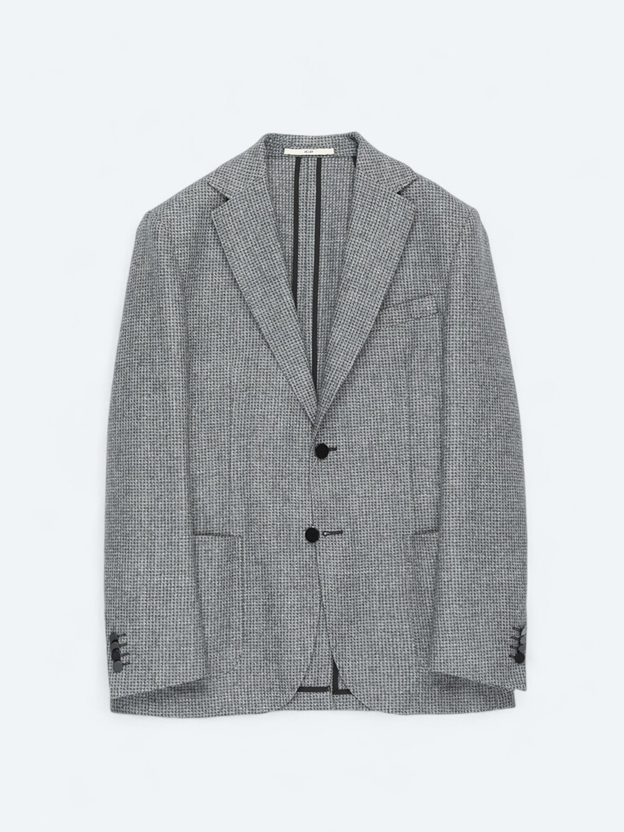 Grey Modern Fit Wool Blended Jacket - 7