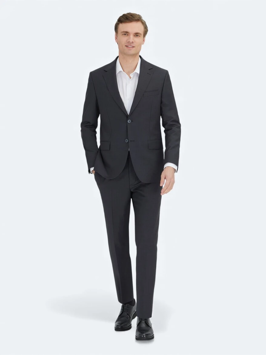 Grey Modern Fit Wool Blended Suit - 1