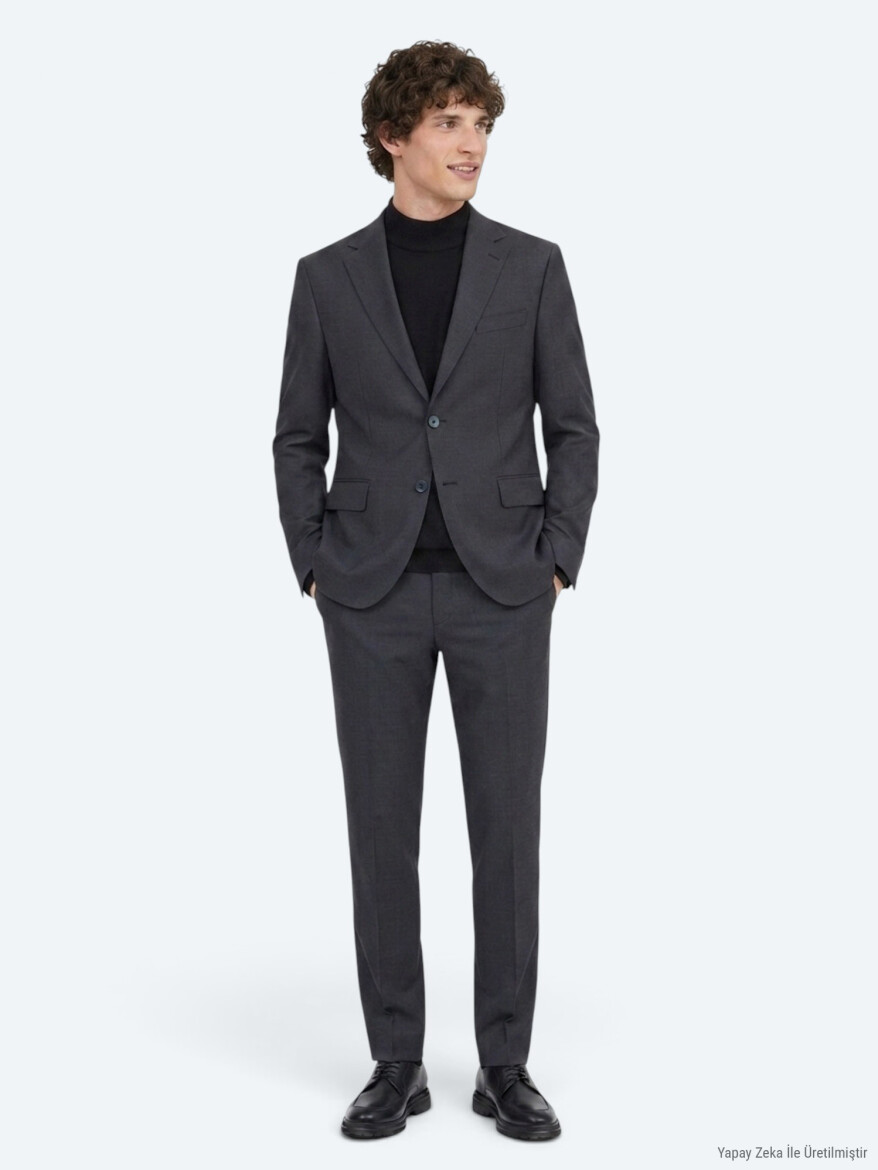 Grey Modern Fit Wool Blended Suit - 1