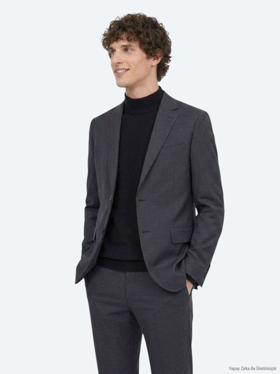 Grey Modern Fit Wool Blended Suit - 2